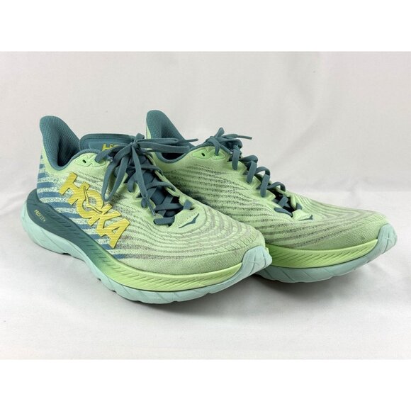 Hoka Men's One One Mach5 Lime Glow/Ocean Mist Athletic Sneakers Size 11D - Picture 1 of 9